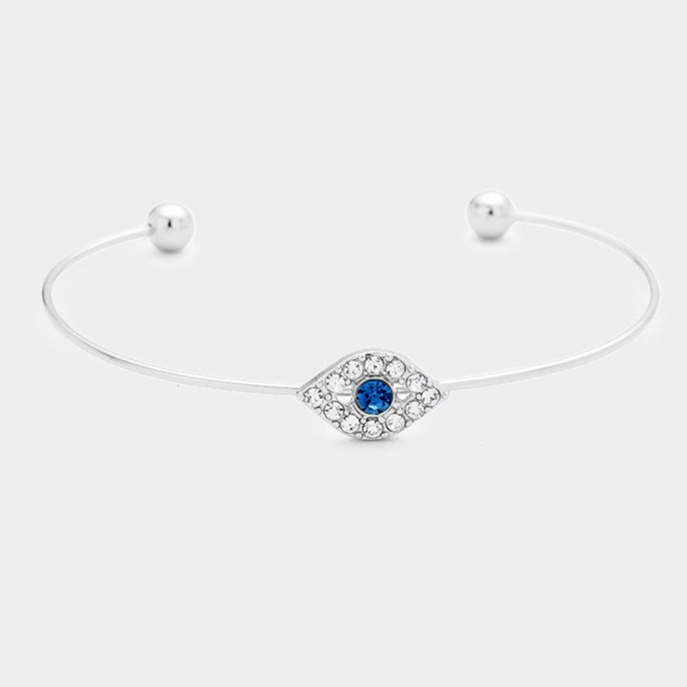 • Single Stone Evil Eye Cuff Bracelet